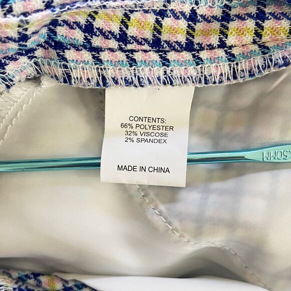 Peace of Cloth Brie Pull-on Pants Size M Blue Multi Check Pockets Ankle Straight - Picture 5 of 5